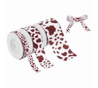 PATIKIL 3 Rolls Cow Print Ribbon Set, 15 Yards Grosgrain Animal Print Ribbons, 0.4/0.9/1.5" Width Western Farmhouse Ribbon for Gift Wrapping, Party Decorations, DIY Crafts, Brown White