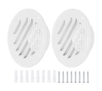 PATIKIL 3" Round Air Vent Cover, 2pcs Stainless Steel Louvered Wall Inlet Outlet Grill Screen Mesh Ducting Soffit Vent with Screws for Ventilation, White