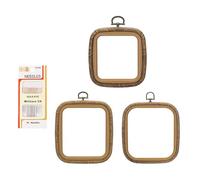PATIKIL 3 Sizes Embroidery Hoops Set, 3 Pieces Imitated Wood Square Frame Cross Stitch Hoop Ring with Needle for Embroidery Art Craft Sewing Ornaments Hanging Decoration