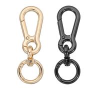 PATIKIL 3" Swivel Snap Hooks with Key Rings, 2Pcs Double Opening Metal Lobster Swivel Clasp Clip with O Ring for DIY Crafts Jewelry Lanyard Making Keychain Bag Purse, Gold Tone/Black