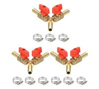 PATIKIL 3 Way Shut Off Ball Valve, 1/3" Y Shaped 3 Way Brass Garden Hose Barb Splitter Line Sprayer Parts Coolant Hose Valve Fitting with 2 Red Switch for Gas Fuel Oxygen, 3 Set