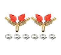 PATIKIL 3 Way Shut Off Ball Valve, 1/3" Y Shaped 3 Way Brass Garden Hose Barb Splitter Line Sprayer Parts Coolant Hose Valve Fitting with 2 Red Switch for Gas Fuel Oxygen, 2 Set