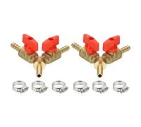 PATIKIL 3 Way Shut Off Ball Valve, 1/4" Y Shaped 3 Way Brass Garden Hose Barb Splitter Line Sprayer Parts Coolant Hose Valve Fitting with 2 Red Switch for Gas Fuel Oxygen, 2 Set