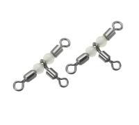 PATIKIL 3 Way Swivel 0.7x0.4 Inch, 30 Pack Cross Line T Turn Rolling Terminal Tackle with Luminous Beads for Catfish Surf Rig, Black