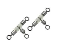 PATIKIL 3 Way Swivel 0.9x0.5 Inch, 10 Pack Cross Line T Turn Rolling Terminal Tackle with Luminous Beads for Catfish Surf Rig, Black