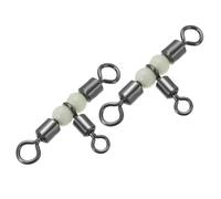 PATIKIL 3 Way Swivel 1.6x0.8 Inch, 30 Pack Cross Line T Turn Rolling Terminal Tackle with Luminous Beads for Catfish Surf Rig, Black