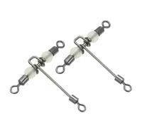 PATIKIL 3 Way Swivel 28lbs, 25 Pack Cross Line T Turn Rolling Terminal Tackle with Luminous Beads for Catfish Surf Rig, Black