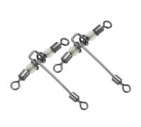 PATIKIL 3 Way Swivel 44lbs, 25 Pack Cross Line T Turn Rolling Terminal Tackle with Luminous Beads for Catfish Surf Rig, Black