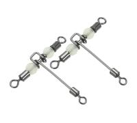 PATIKIL 3 Way Swivel 66lbs, 20 Pack Cross Line T Turn Rolling Terminal Tackle with Luminous Beads for Catfish Surf Rig, Black