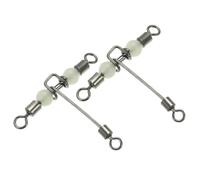 PATIKIL 3 Way Swivel 83lbs, 25 Pack Cross Line T Turn Rolling Terminal Tackle with Luminous Beads for Catfish Surf Rig, Black