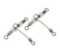 PATIKIL 3 Way Swivel 97lbs, 20 Pack Cross Line T Turn Rolling Terminal Tackle with Luminous Beads for Catfish Surf Rig, Black