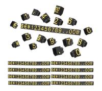 PATIKIL 3" x 0.24" Marking Tags Cube,10 Set Plastic Adjustable Counter Stand Label Number Letter Price Block Kit for Jewelry Supermarkets Bakeries Retail Shop, Black Gold (Medium)