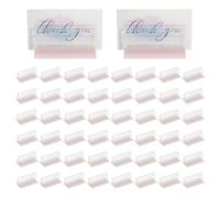 PATIKIL 3 x 1.6 Inch Adhesive Base Sign Holder, 50 Pcs Mini Sneeze Guard Holder Acrylic Panels Holder for Fastening and Lining Up Tags Cards Photos, Transparent
