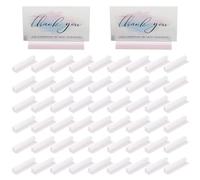 PATIKIL 3 x 1 Inch Adhesive Base Sign Holder, 100 Pcs Mini Sneeze Guard Holder Acrylic Panels Holder for Fastening and Lining Up Tags Cards Photos, Transparent