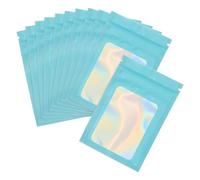 PATIKIL 3 x 4 Inch Holographic Packaging Bags, 100 Pcs Clear Window Resealable Food Storage Smell Proof Foil Pouch Bag for Small Business Party Favor Candy Jewelry, Blue