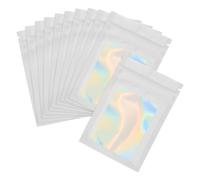 PATIKIL 3 x 4 Inch Holographic Packaging Bags, 100 Pcs Clear Window Resealable Food Storage Smell Proof Foil Pouch Bag for Small Business Party Favor Candy Jewelry, White