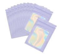 PATIKIL 3 x 4 Inch Holographic Packaging Bags, 100 Pcs Clear Window Resealable Food Storage Smell Proof Foil Pouch Bag for Small Business Party Favor Candy Jewelry, Purple