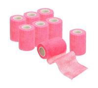 PATIKIL 3" x 5 Yard Bandage Wrap, 8Pcs Breathable Self Adhesive Elastic Bandage Wrap Roll Athletic Cohesive Tape for Wrists Knees Ankles Thighs Feet Sports Sprains Swelling, Bright Pink