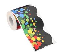 PATIKIL 3" x 59 ft Bulletin Board Border, Wavy Trim Strips Wall Decor for Locker Classroom Cork Poster Black Board White Chalkboard, Colorful Geometry Shape Black