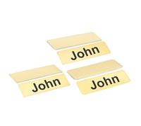 PATIKIL 3"x1" Stainless Steel Laser Engraved Mount Metal Name Plate, 9 Pack Self Adhesive Sign Personalized Custom Blank Plate for DIY Laser Printing, Round/Square/Notched Corner Gold