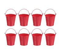 PATIKIL 3"x3" Small Metal Buckets with Handle, 8 Pcs Mini Galvanized Bucket Colorful Easter Buckets for Crafts Party Favors Decoration, Red