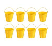 PATIKIL 3"x3" Small Metal Buckets with Handle, 8 Pcs Mini Galvanized Bucket Colorful Easter Buckets for Crafts Party Favors Decoration, Yellow