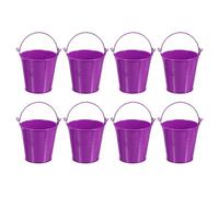 PATIKIL 3"x3" Small Metal Buckets with Handle, 8 Pcs Mini Galvanized Bucket Colorful Easter Buckets for Crafts Party Favors Decoration, Purple