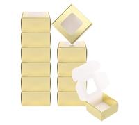 PATIKIL 3"x3"x1.5" Paper Soap Box with Window, 30 Pack Homemade Soap Boxes Square Presents Packaging Boxes for Birthday Christmas DIY Craft, Golden