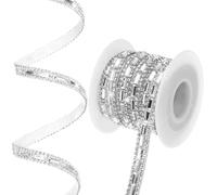 PATIKIL 3 Yards x 0.3 Inch Rhinestone Ribbon, Self Adhesive Rhinestone Strips Bling Crystal Diamond Stickers Tape Glitter Wrap Roll for DIY Art Craft Car Decor, Style 1, White