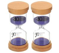 PATIKIL 30 Minute Sand Timer, 2 Pcs Wooden Sand Watch High Borosilicate Glass Sandglass Sand Clock for Games, Classroom, Kitchen, Office, Home Decoration, Purple
