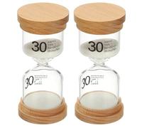 PATIKIL 30 Minute Sand Timer, 2 Pcs Wooden Sand Watch High Borosilicate Glass Sandglass Sand Clock for Games, Classroom, Kitchen, Office, Home Decoration, White