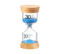 PATIKIL 30 Minute Sand Timer, Wooden Sand Watch High Glass Sandglass Timer for Living Room Kitchen Home Office Restaurant Decoration, Blue