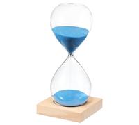 PATIKIL 30 Minutes Sand Timer, Sand Watch with Wood Base Hour Glass Sandglass Timer Clock for Living Room Home Office Restaurant Decoration, Blue