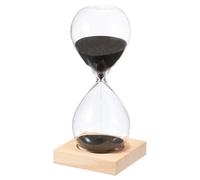 PATIKIL 30 Minutes Sand Timer, Sand Watch with Wood Base Hour Glass Sandglass Timer Clock for Living Room Home Office Restaurant Decoration, Black