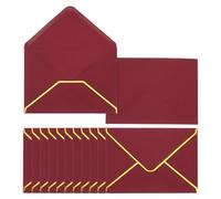 PATIKIL 30 Pack A7 Envelopes, 5x7 Card V Flap Envelope Round Edge Valentine Envelopes with Gold Border for Office Wedding Card Invitations Graduation Party Gift, Burgundy