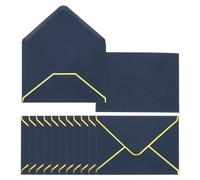 PATIKIL 30 Pack A7 Envelopes, 5x7 Card V Flap Envelope Round Edge Valentine Envelopes with Gold Border for Office Wedding Card Invitations Graduation Party Gift, Dark Blue