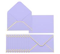PATIKIL 30 Pack A7 Envelopes, 5x7 Card V Flap Envelope Round Edge Valentine Envelopes with Gold Border for Office Wedding Card Invitations Graduation Party Gift, Lavender