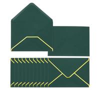 PATIKIL 30 Pack A7 Envelopes, 5x7 Card V Flap Envelope Round Edge Valentine Envelopes with Gold Border for Office Wedding Card Invitations Graduation Party Gift, Dark Green