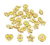 PATIKIL 30 Pcs Evil Eye Beads Bulk Colorful Alloy Enamel Loose Spacer Charm Beads for DIY Bracelet Earrings Necklace Crafts Jewelry Making, Yellow