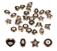 PATIKIL 30 Pcs Evil Eye Beads Bulk Colorful Alloy Enamel Loose Spacer Charm Beads for DIY Bracelet Earrings Necklace Crafts Jewelry Making, Black