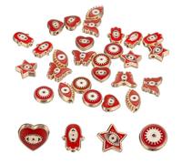 PATIKIL 30 Pcs Evil Eye Beads Bulk Colorful Alloy Enamel Loose Spacer Charm Beads for DIY Bracelet Earrings Necklace Crafts Jewelry Making, Red
