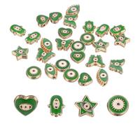 PATIKIL 30 Pcs Evil Eye Beads Bulk Colorful Alloy Enamel Loose Spacer Charm Beads for DIY Bracelet Earrings Necklace Crafts Jewelry Making, Green