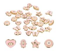 PATIKIL 30 Pcs Evil Eye Beads Bulk Colorful Alloy Enamel Loose Spacer Charm Beads for DIY Bracelet Earrings Necklace Crafts Jewelry Making, Pink