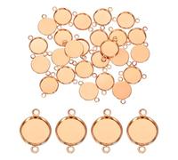 PATIKIL 30 Pcs Pendant Trays for Jewelry Making, 12mm Blank Pendants Iron Double-hanging Bezel Settings Flat Base for Necklace Bracelet Charm, Rose Gold Tone