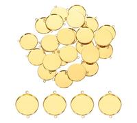 PATIKIL 30 Pcs Pendant Trays for Jewelry Making, 25mm Blank Pendants Iron Double-hanging Bezel Settings Flat Base for Necklace Bracelet Charm, Gold Tone
