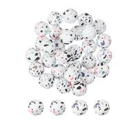 PATIKIL 30 Pcs Silicone Beads, 15mm Round Camouflage Beads for Beaded Keychain Making DIY Crafts Bracelets Beadable Pen Jewelry Making Supplies, Camo White