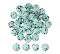 PATIKIL 30 Pcs Silicone Beads, 15mm Round Camouflage Beads for Beaded Keychain Making DIY Crafts Bracelets Beadable Pen Jewelry Making Supplies, Camo Green