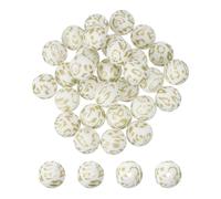 PATIKIL 30 Pcs Silicone Beads, 15mm Round Leopard Beads for Beaded Keychain Making DIY Crafts Bracelets Beadable Pen Jewelry Making Supplies, White Gold Leopard