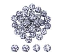 PATIKIL 30 Pcs Silicone Beads, 15mm Round Leopard Beads for Beaded Keychain Making DIY Crafts Bracelets Beadable Pen Jewelry Making Supplies, Snow Leopard