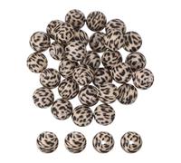 PATIKIL 30 Pcs Silicone Beads, 15mm Round Leopard Beads for Beaded Keychain Making DIY Crafts Bracelets Beadable Pen Jewelry Making Supplies, Black Spotted Leopard